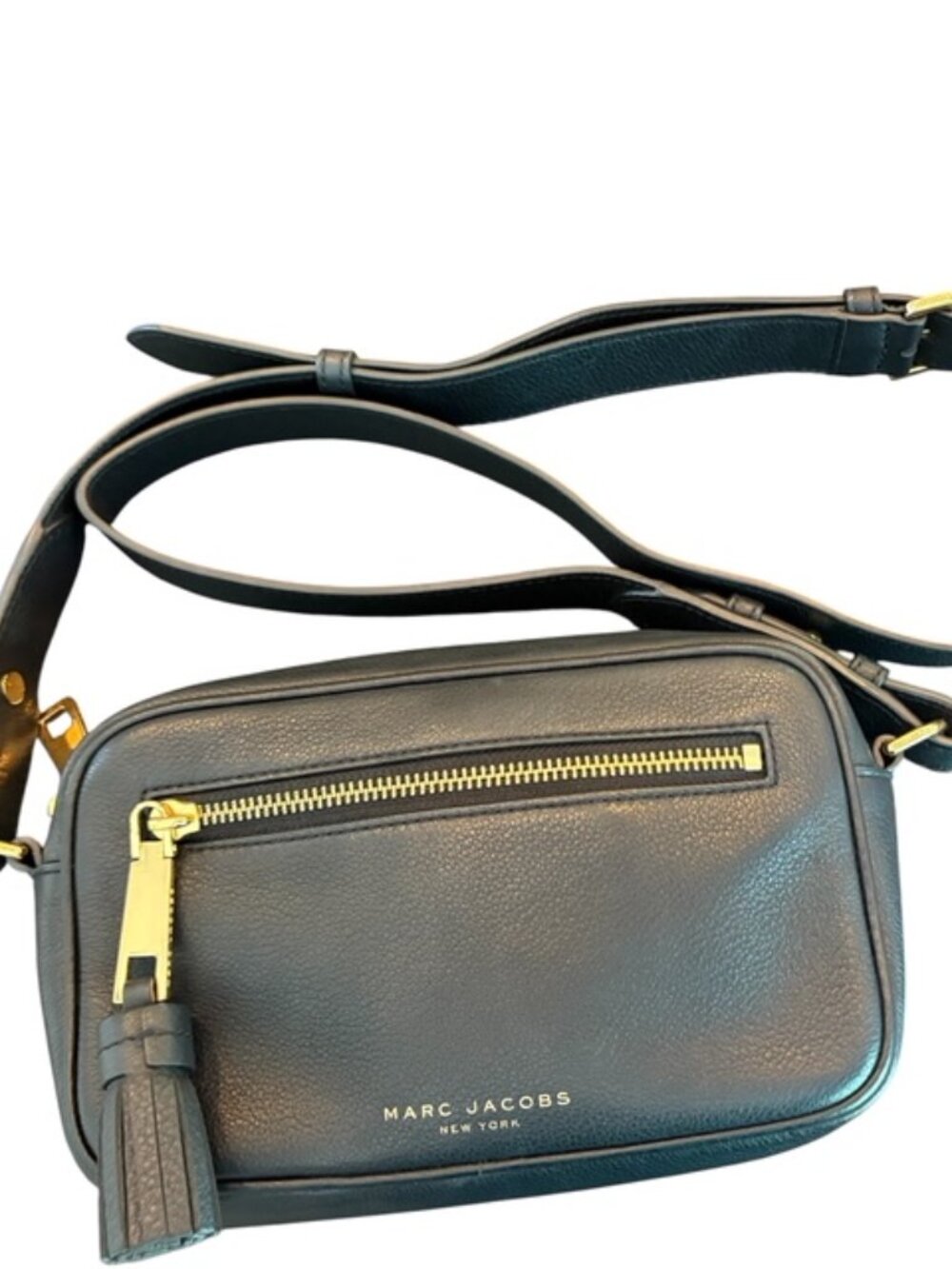 Marc Jacobs Black Leather Zoom Crossbody Bag Black